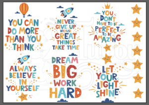Kids Motivation Quotes UV 3D Stickers